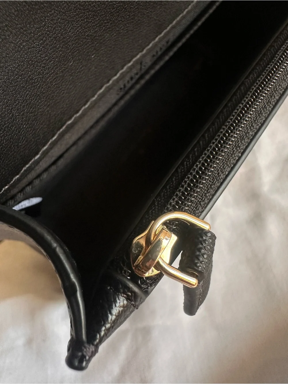 kate spade Black Leather Crossbody with Gold Chain